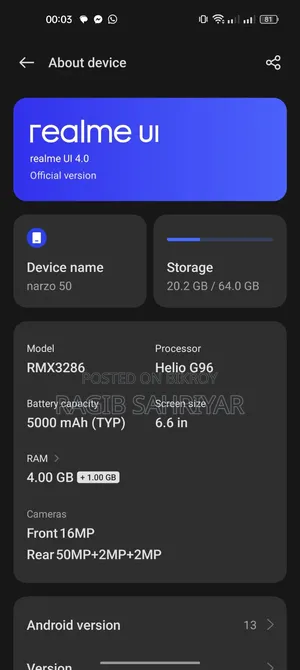 Realme Narzo 50 64 GB Gray