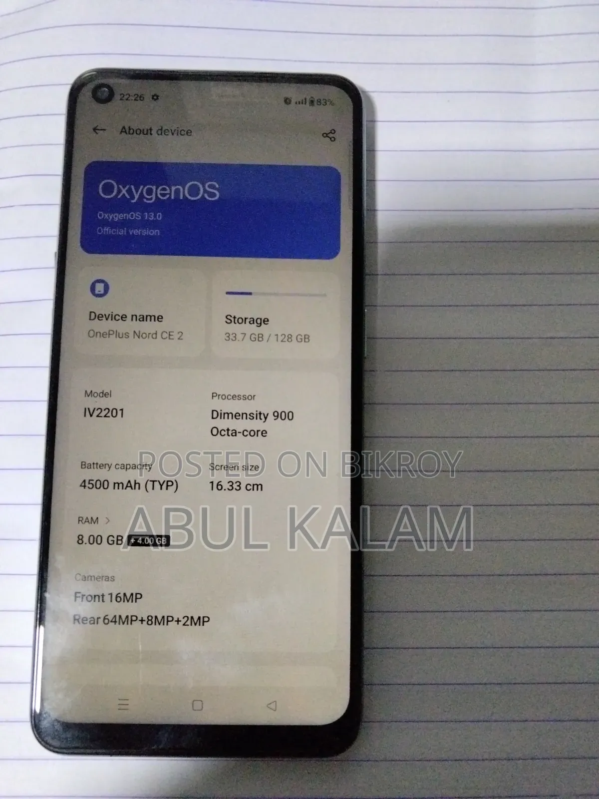 OnePlus Nord CE 2 5G 128 GB Gray