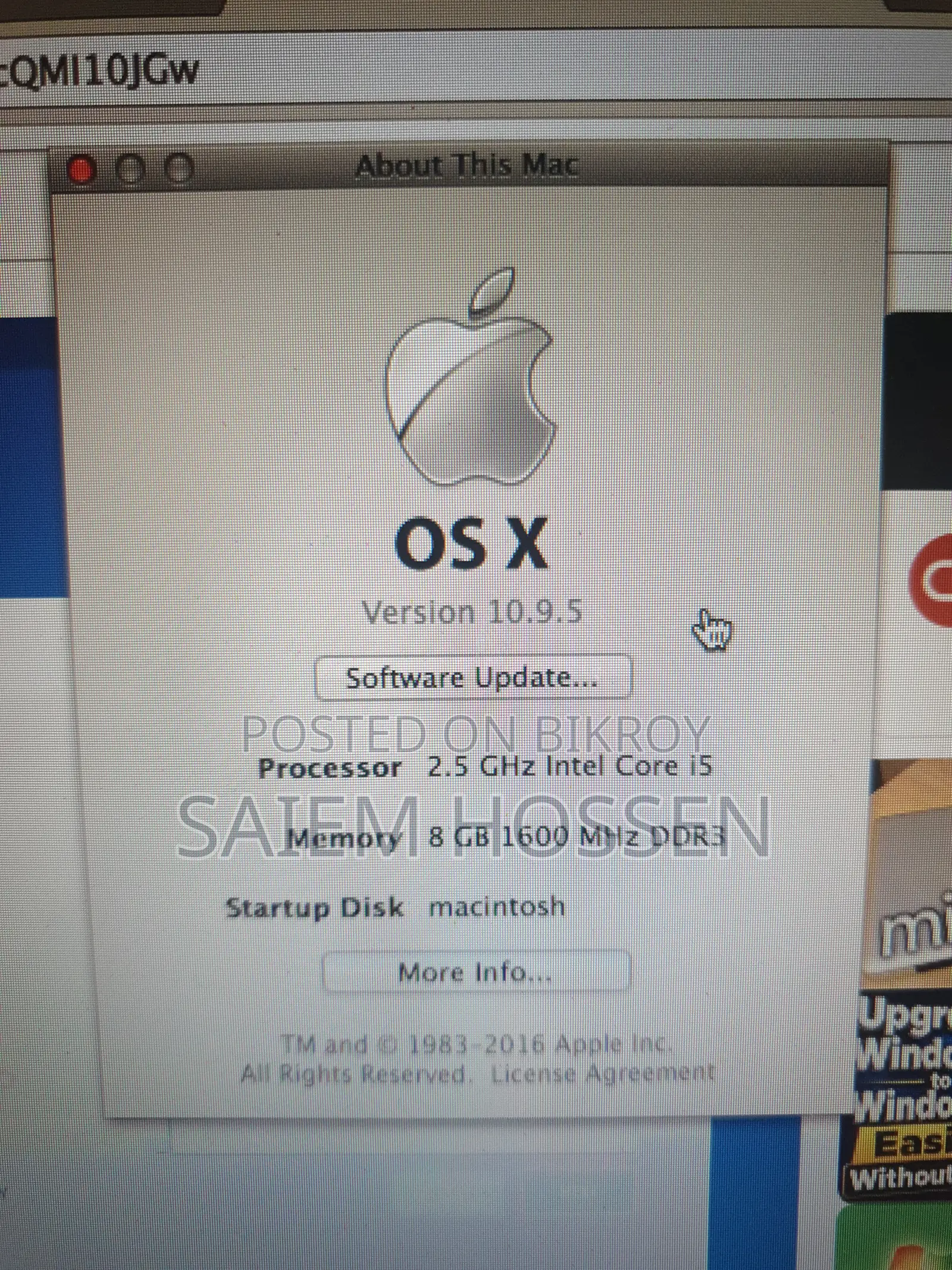 Laptop Apple MacBook 2012 8GB Intel Core I5 SSD 256GB