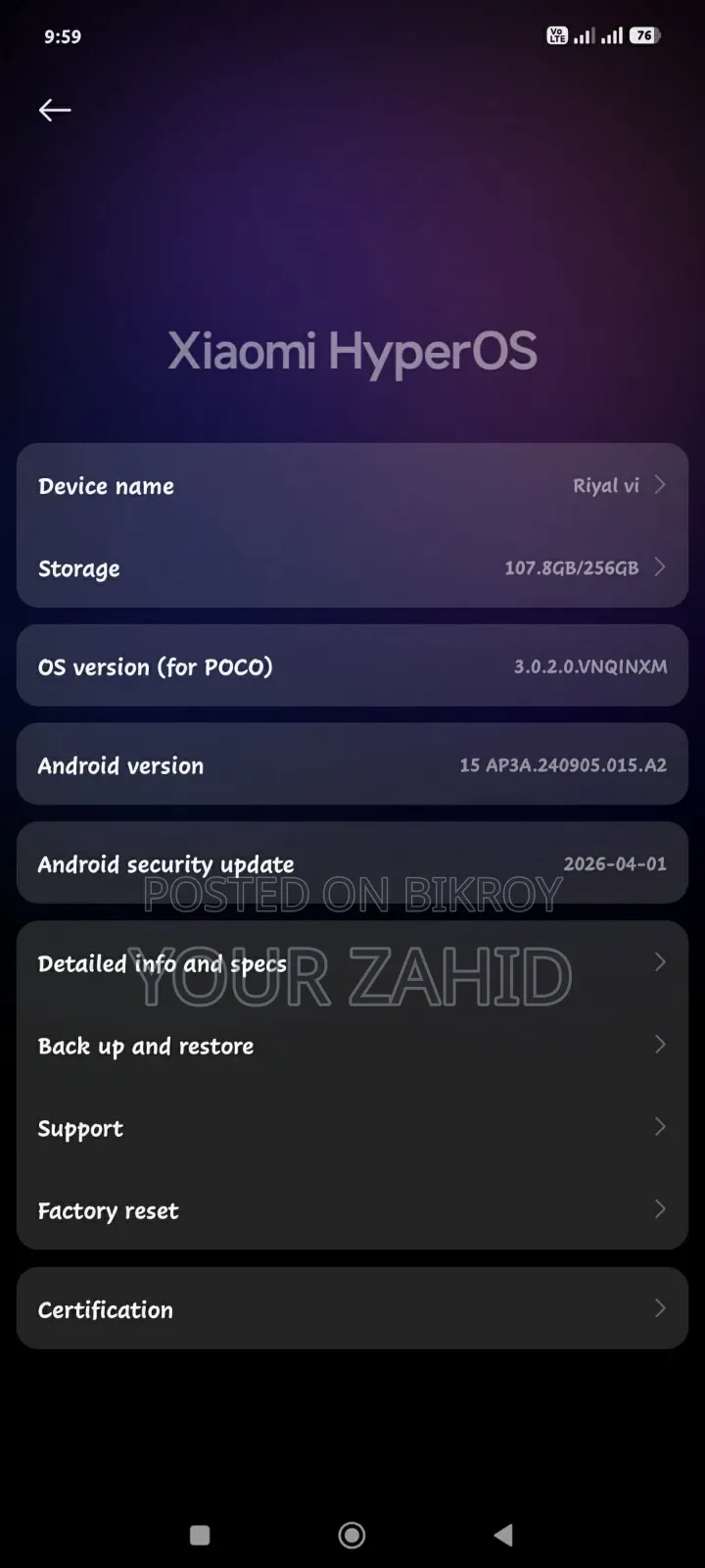Xiaomi Poco X6 256 GB Blue