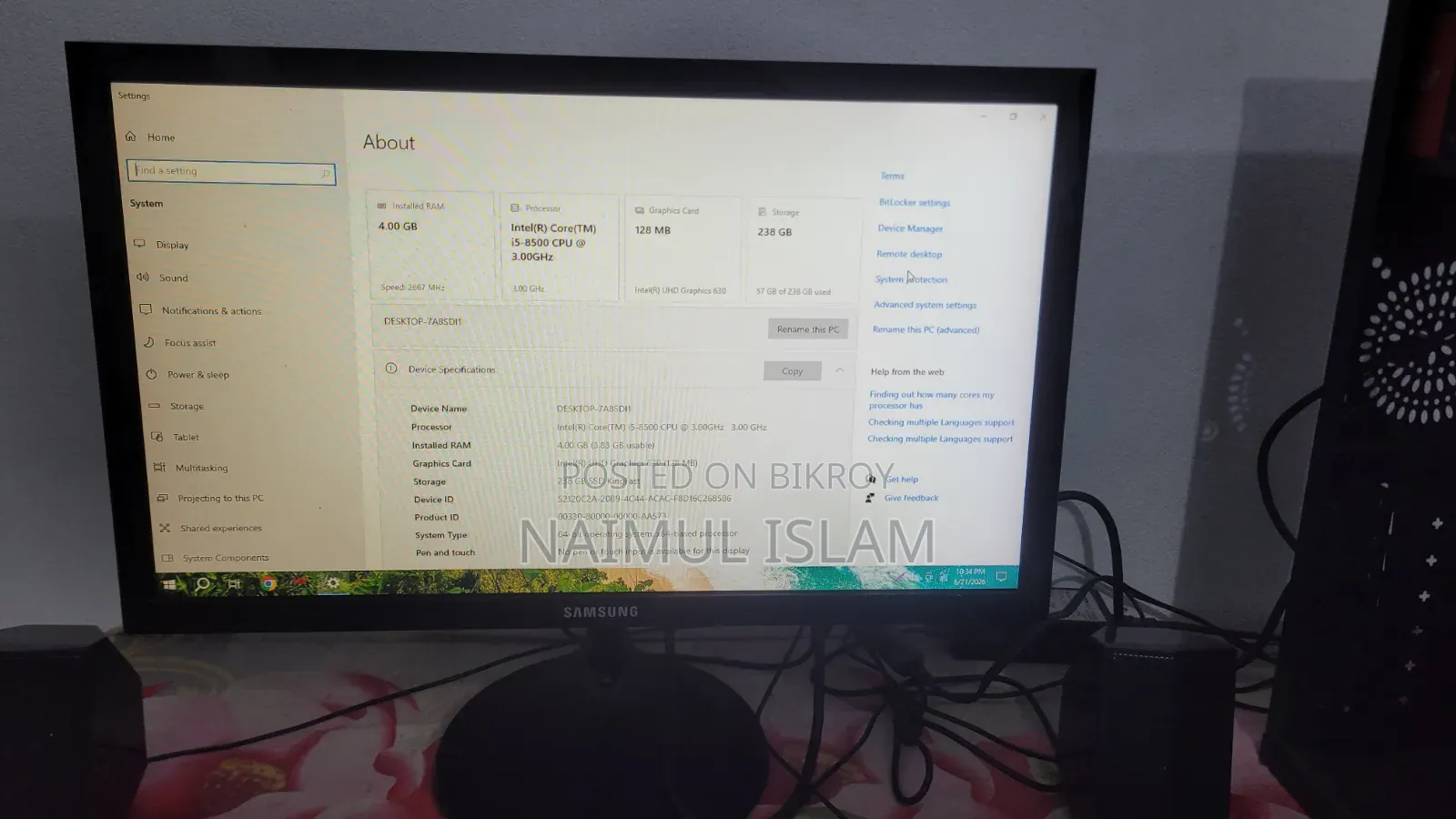 Desktop Computer 4GB Intel Core i5 SSD 256GB