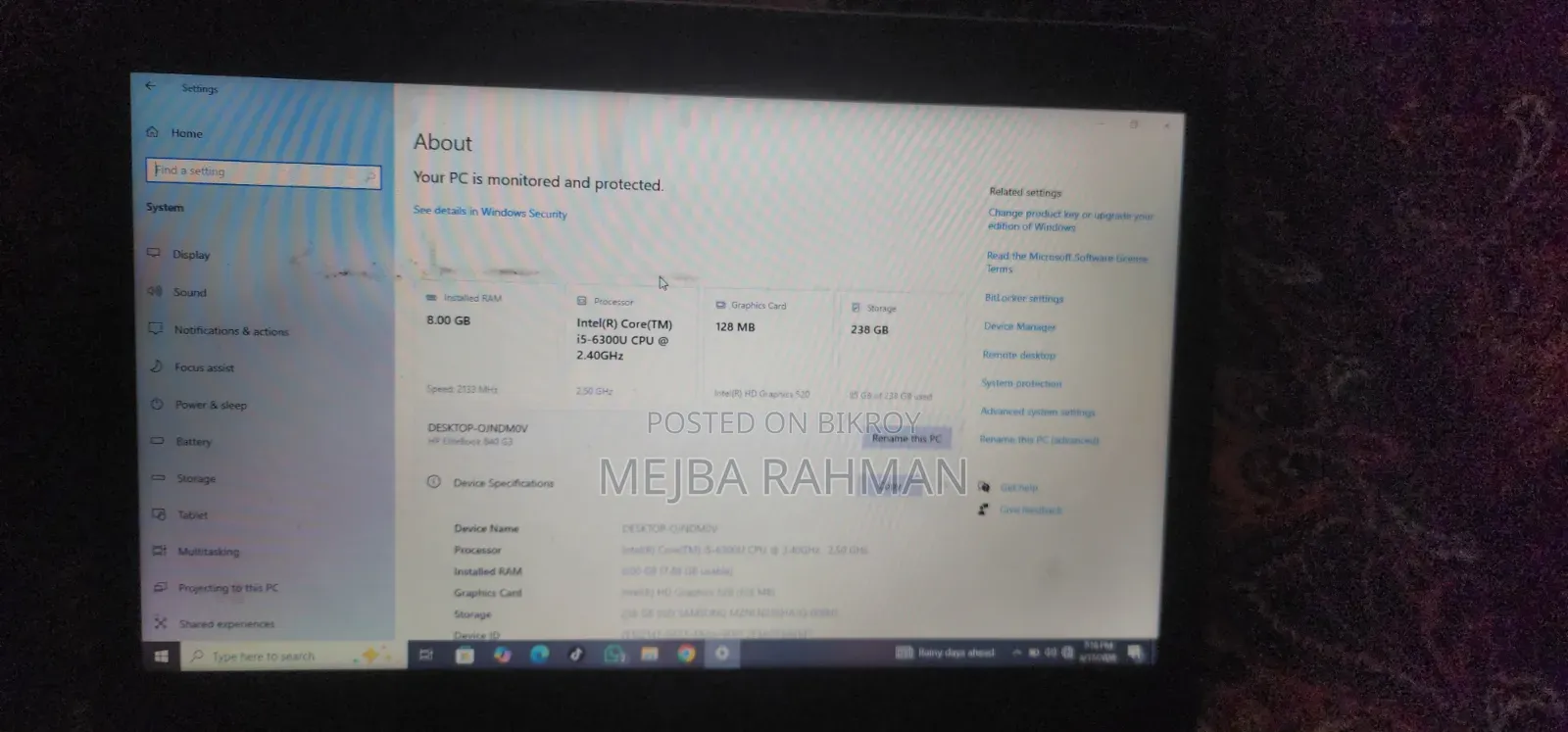 Laptop HP ProBook 450 G3 8GB Intel Core I5 SSD 128GB