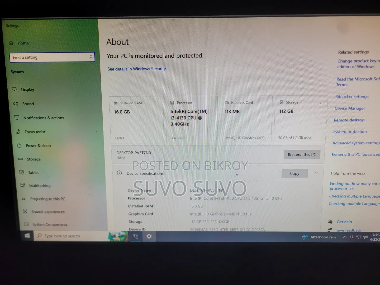 Desktop Computer Dell Aurora 16GB Intel Core I3 HDD 500GB
