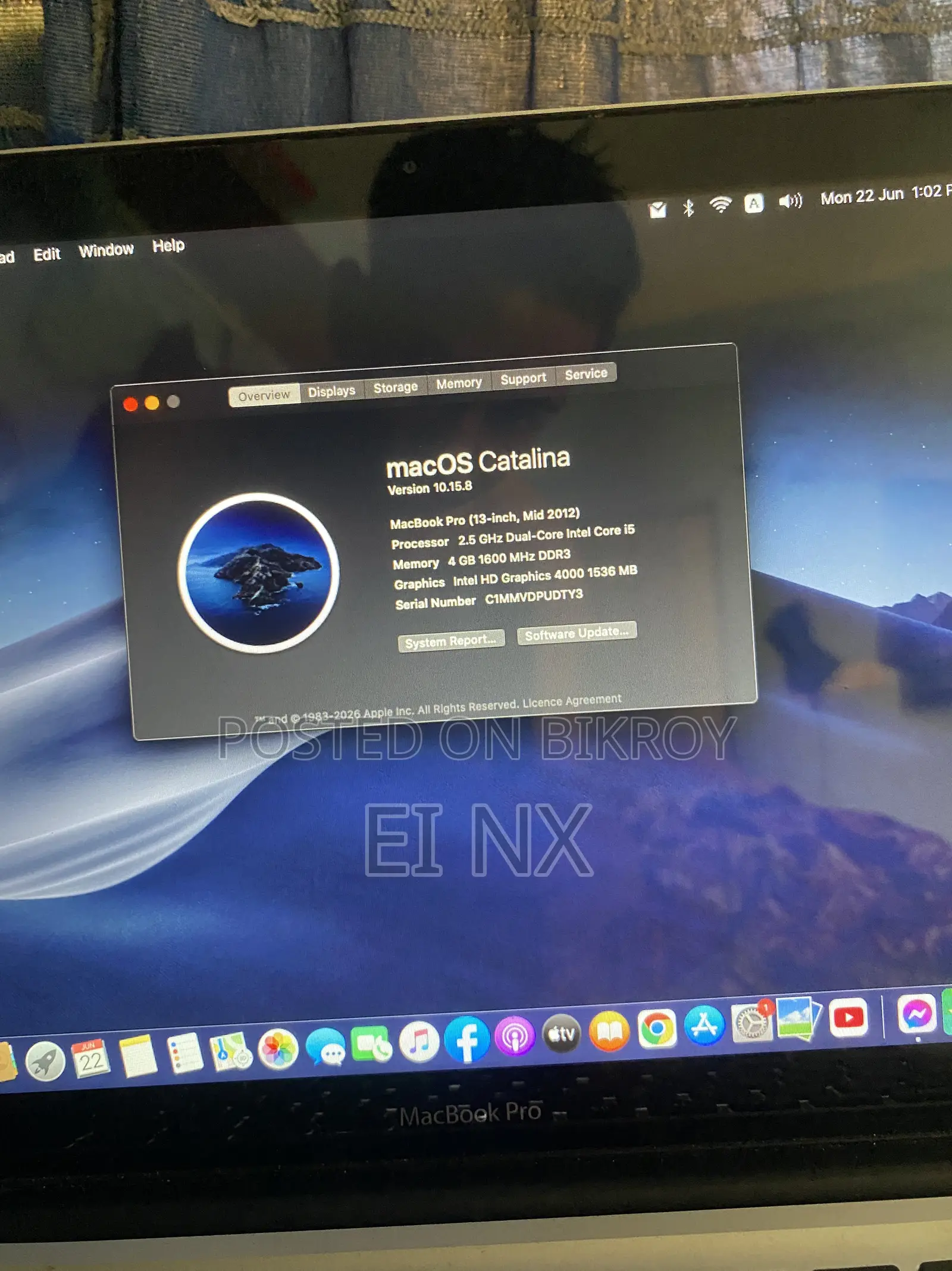 Laptop Apple MacBook 2012 4GB Intel Core I5 HDD 500GB