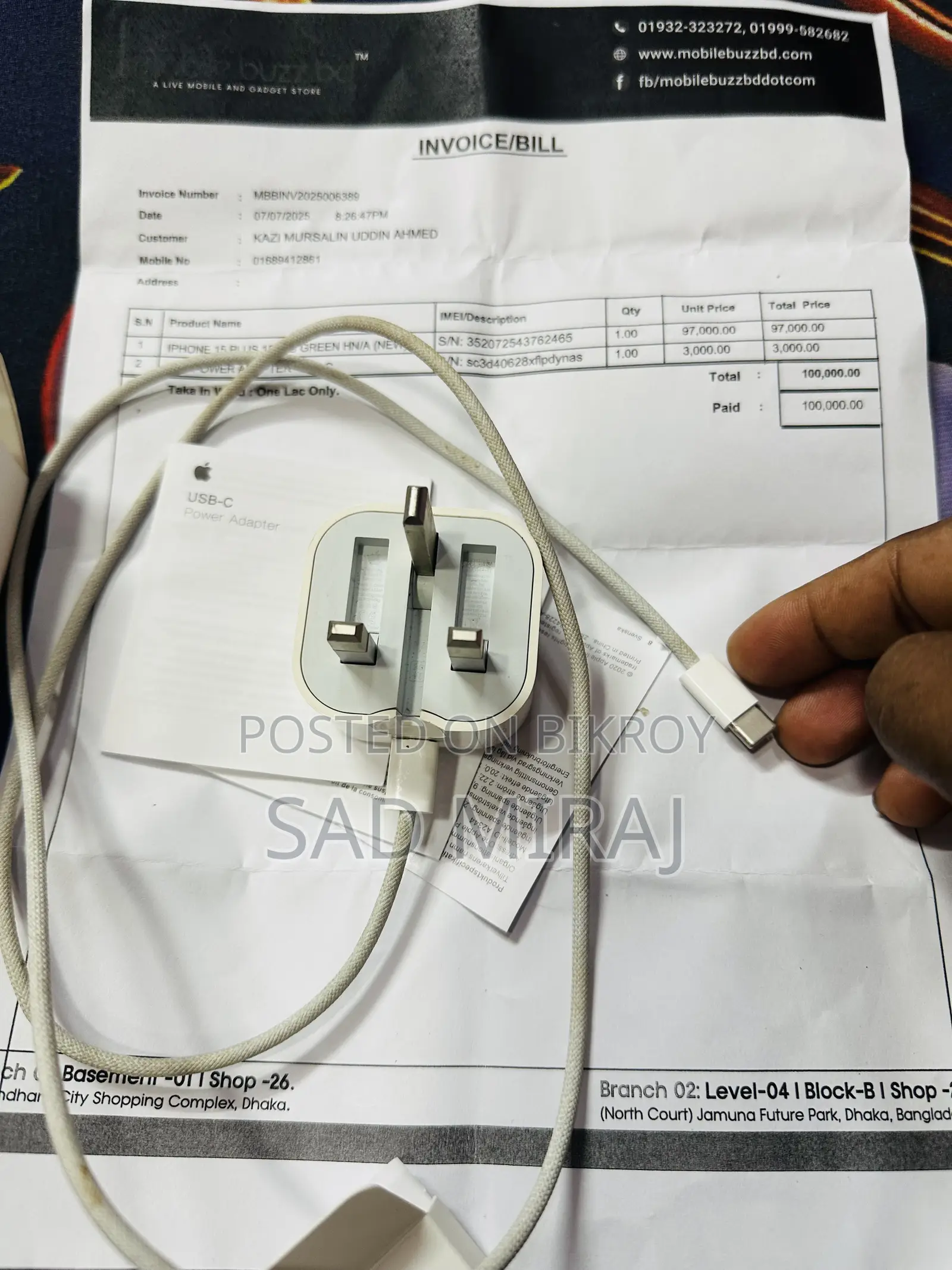 iPhone 15 Pro Max Original Charger and Cable