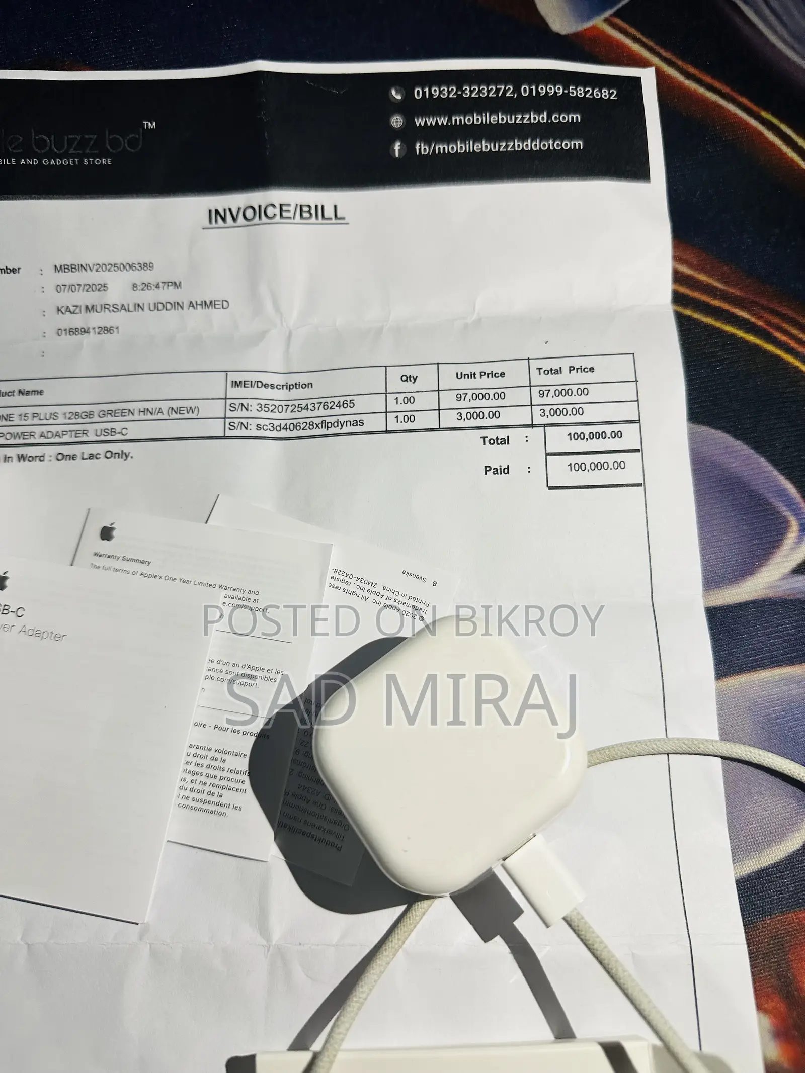 iPhone 15 Pro Max Original Charger and Cable