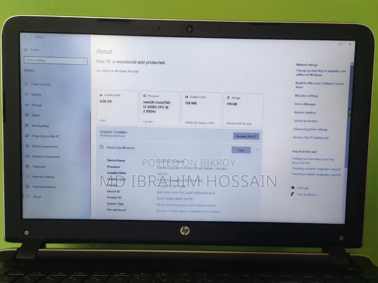 Laptop HP Pavilion 10 4GB Intel Core I3 HDD 1TB