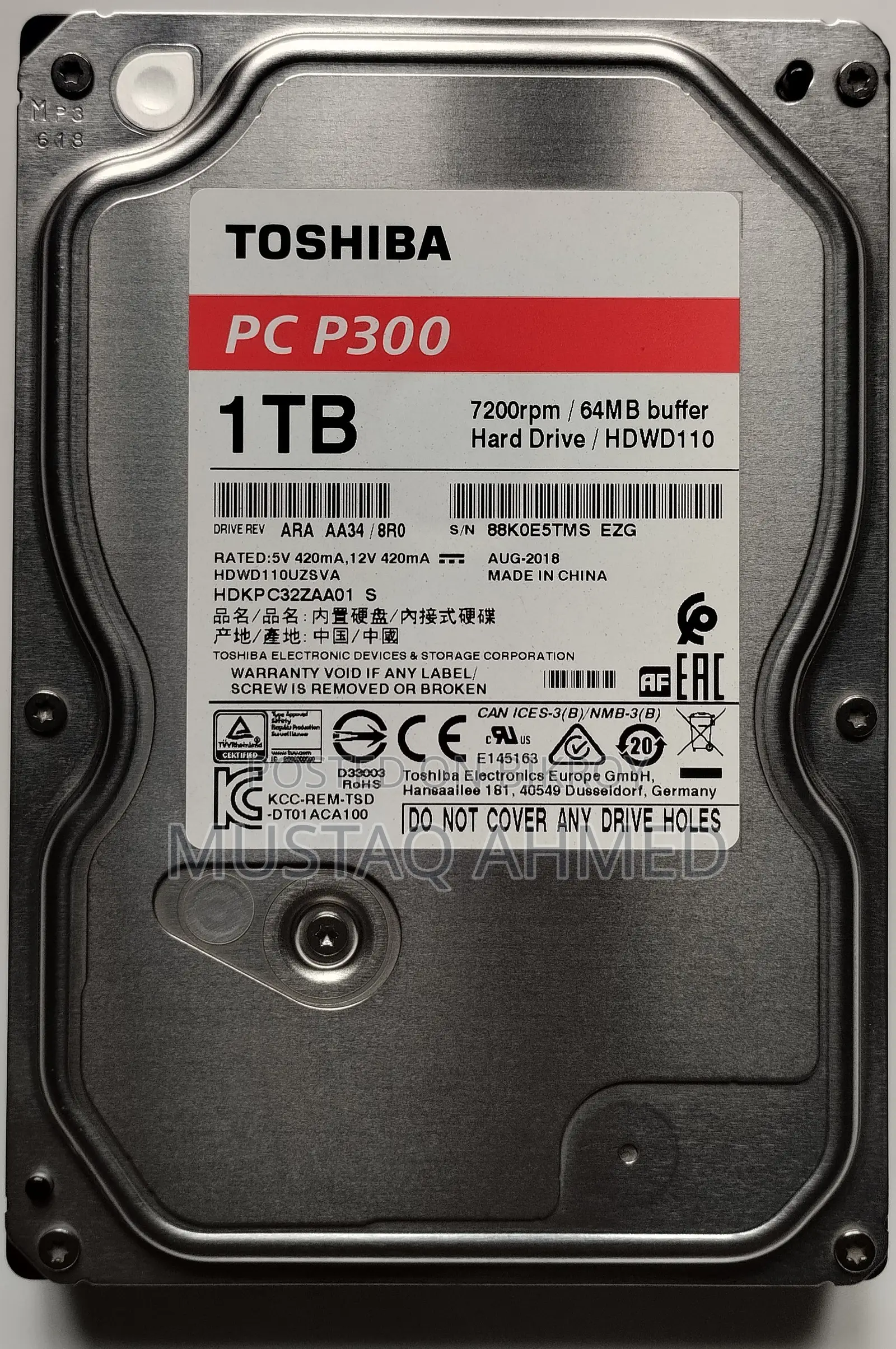 Toshiba PC P300 1TB Hard Disk Drive