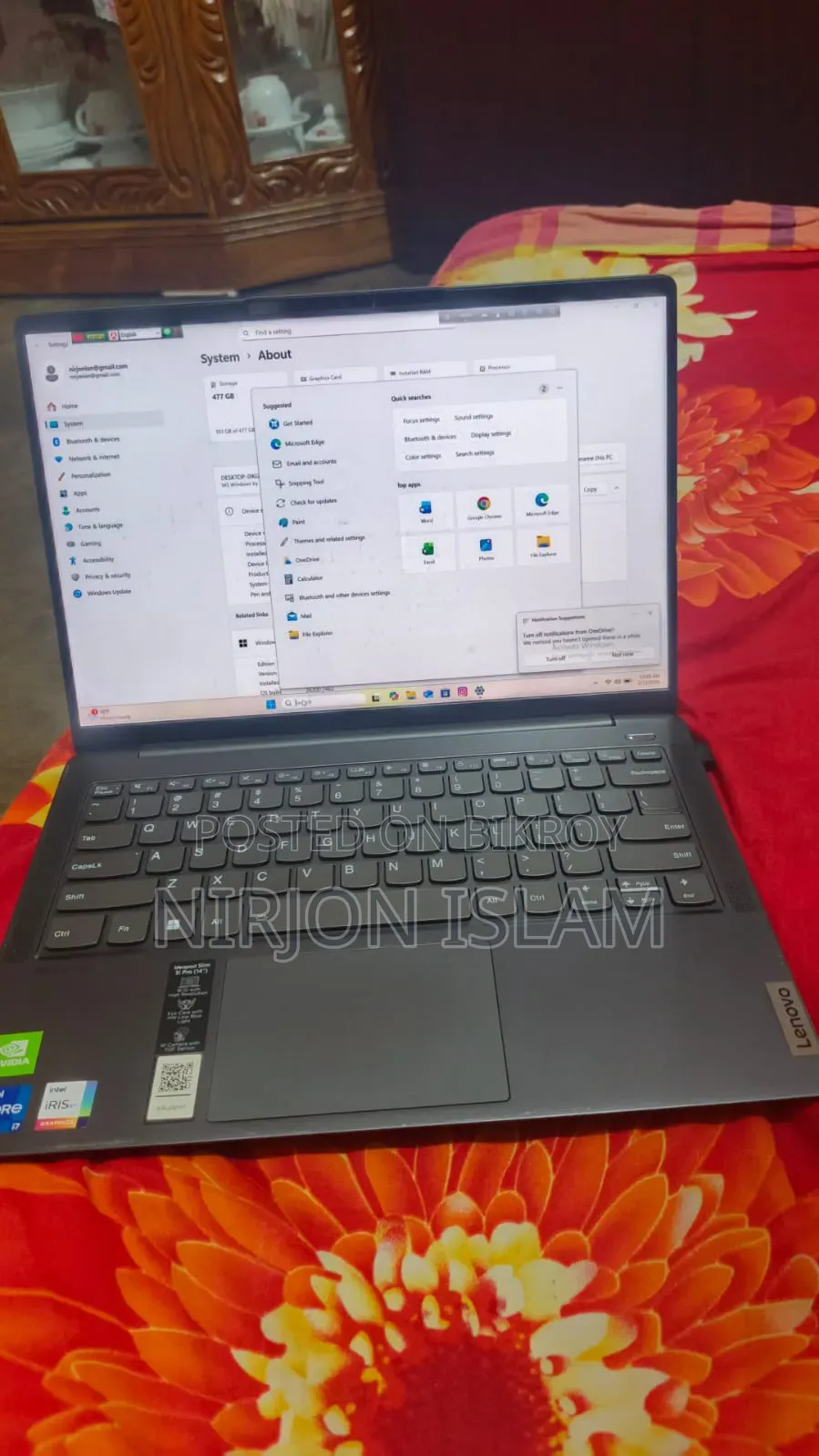 Laptop Lenovo IdeaPad 5 Slim 13th Gen I7 16GB Intel Core I7 512GB