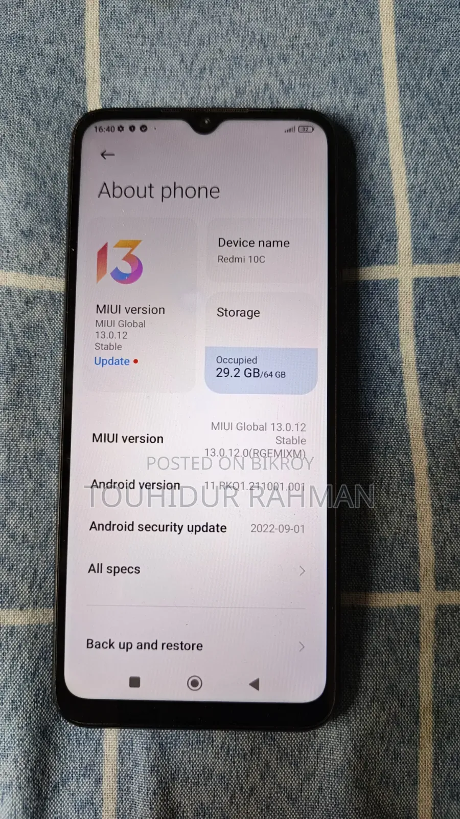 Xiaomi Redmi 10C ৬৪ জিবি কালো