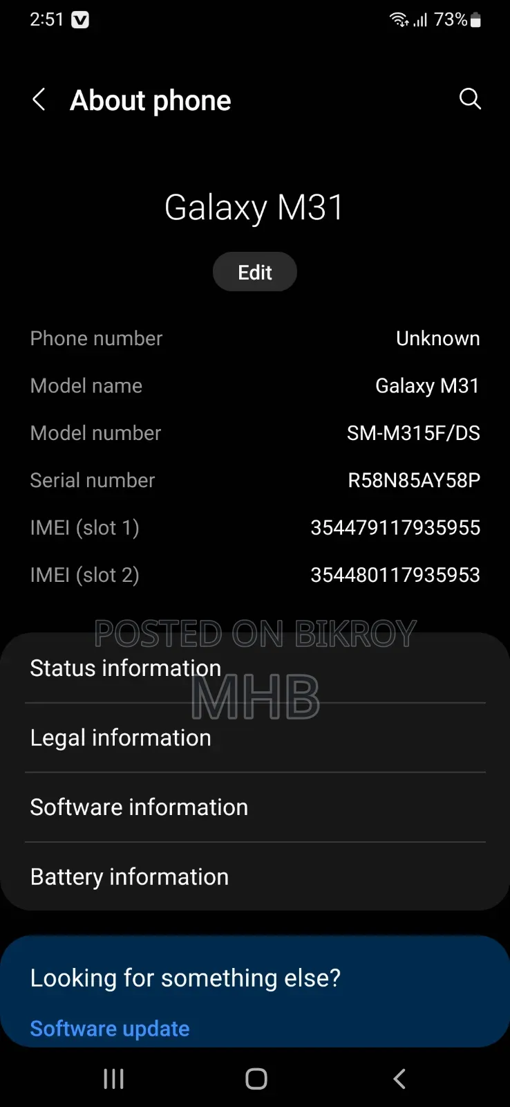 Samsung Galaxy M31 64 GB Blue