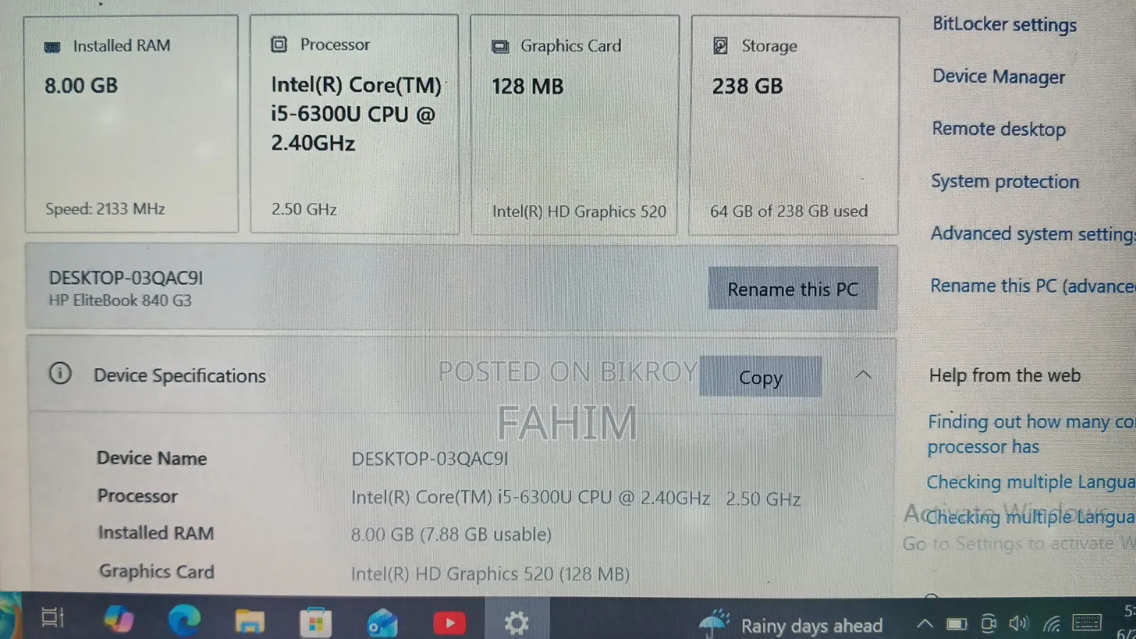 Laptop HP EliteBook 840 G3 8GB Intel Core I5 SSD 256GB