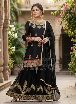 Royal Look Semi-Stitched Georgette Embroidery Sharara Dress
