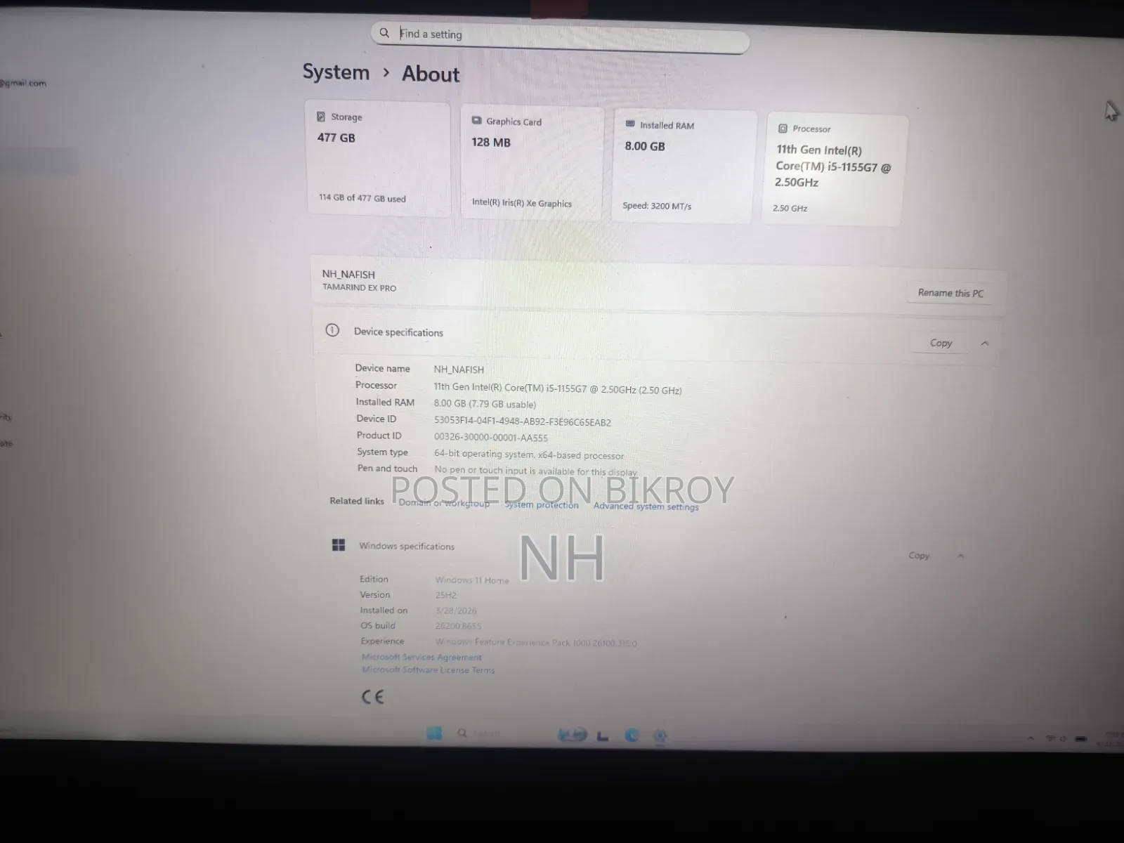 Laptop 8GB Intel Core I5 HDD+SSD 512GB
