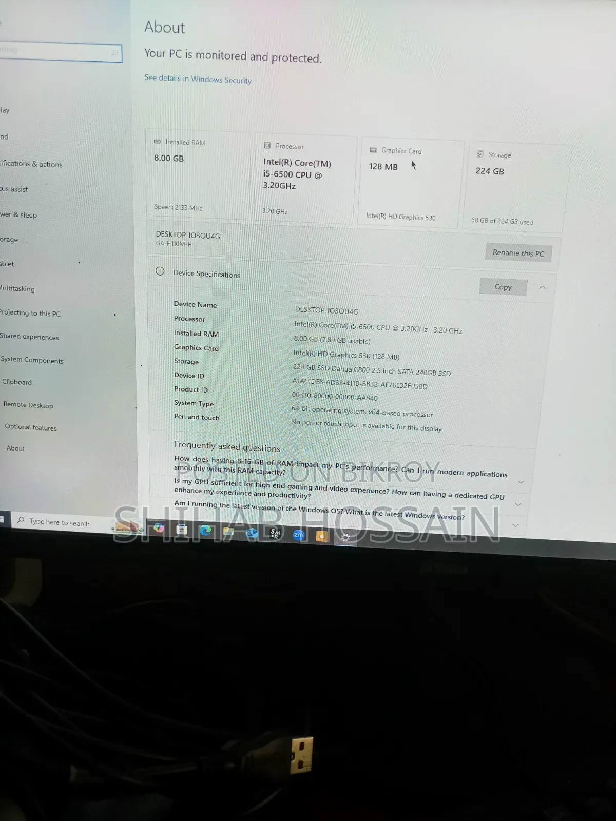 Desktop Computer Gigabyte GB-BACE-3150 8GB Intel Core I5 SSD 256GB