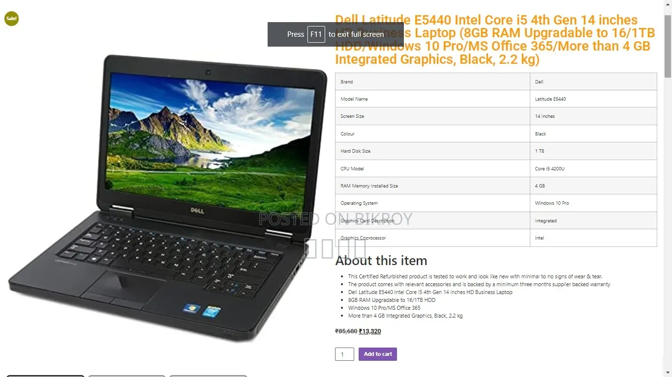 Laptop Dell Latitude E5440 8GB Intel Core I5 HDD 500GB