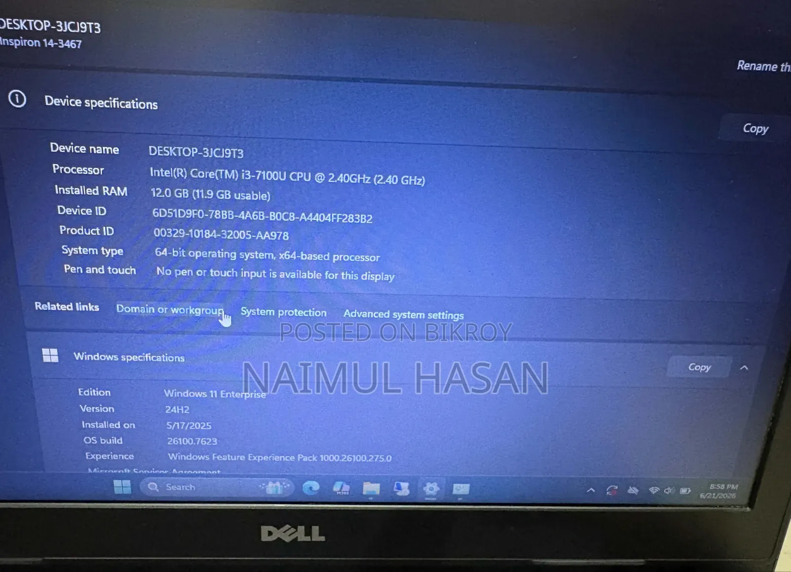 Laptop Dell Inspiron 14 3437 12GB Intel Core I3 SSD 256GB