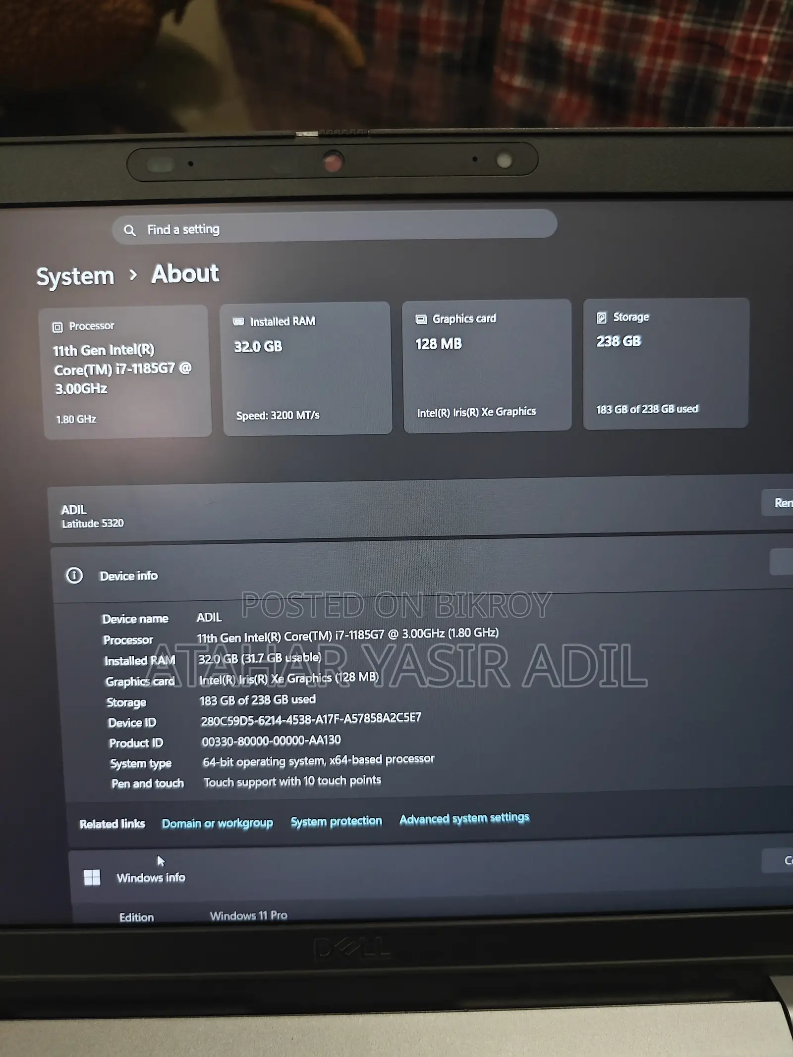 Laptop Dell Latitude 5320 32GB Intel Core I7 SSD 256GB