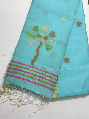 Sky Blue Tangail Cotton Saree