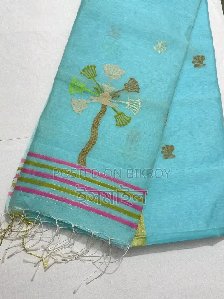 Sky Blue Tangail Cotton Saree