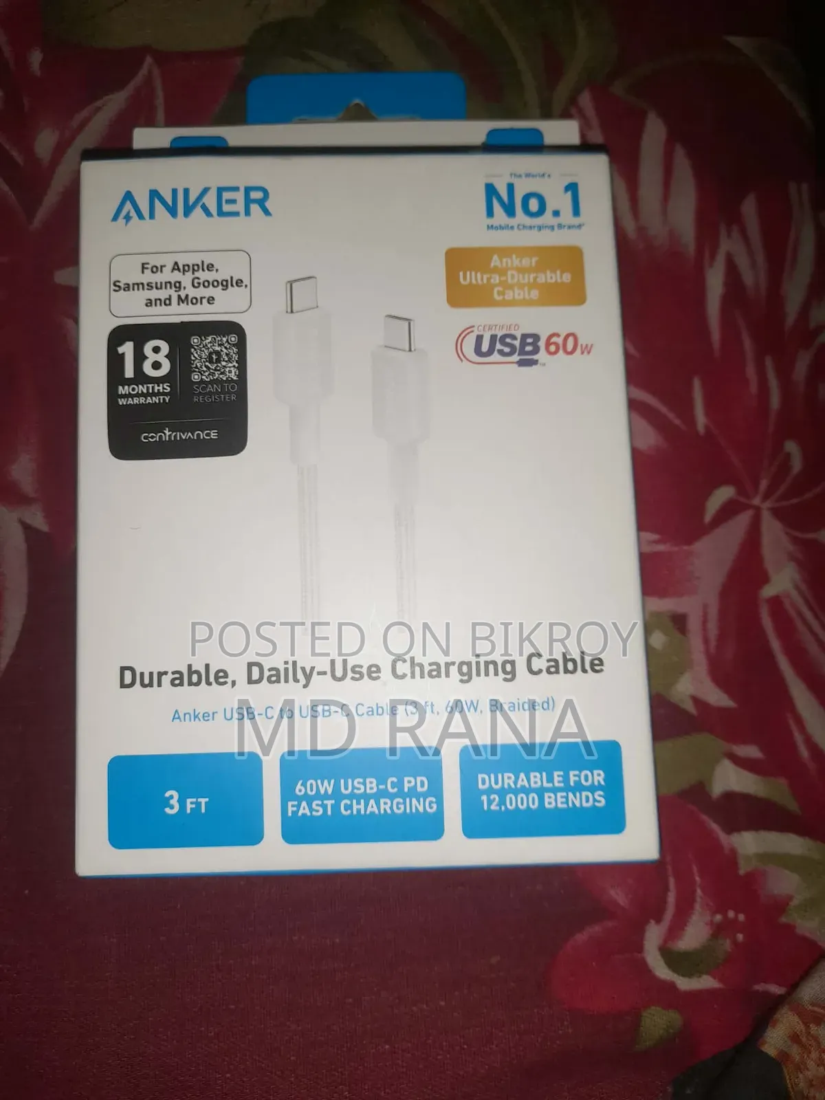 Anker 20W Adapter Type C to Type C Cable