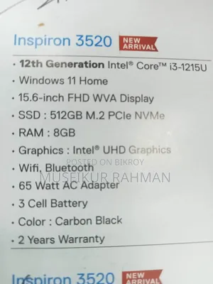 Laptop Dell Inspiron 3541 8GB Intel Core I3 SSD 512GB