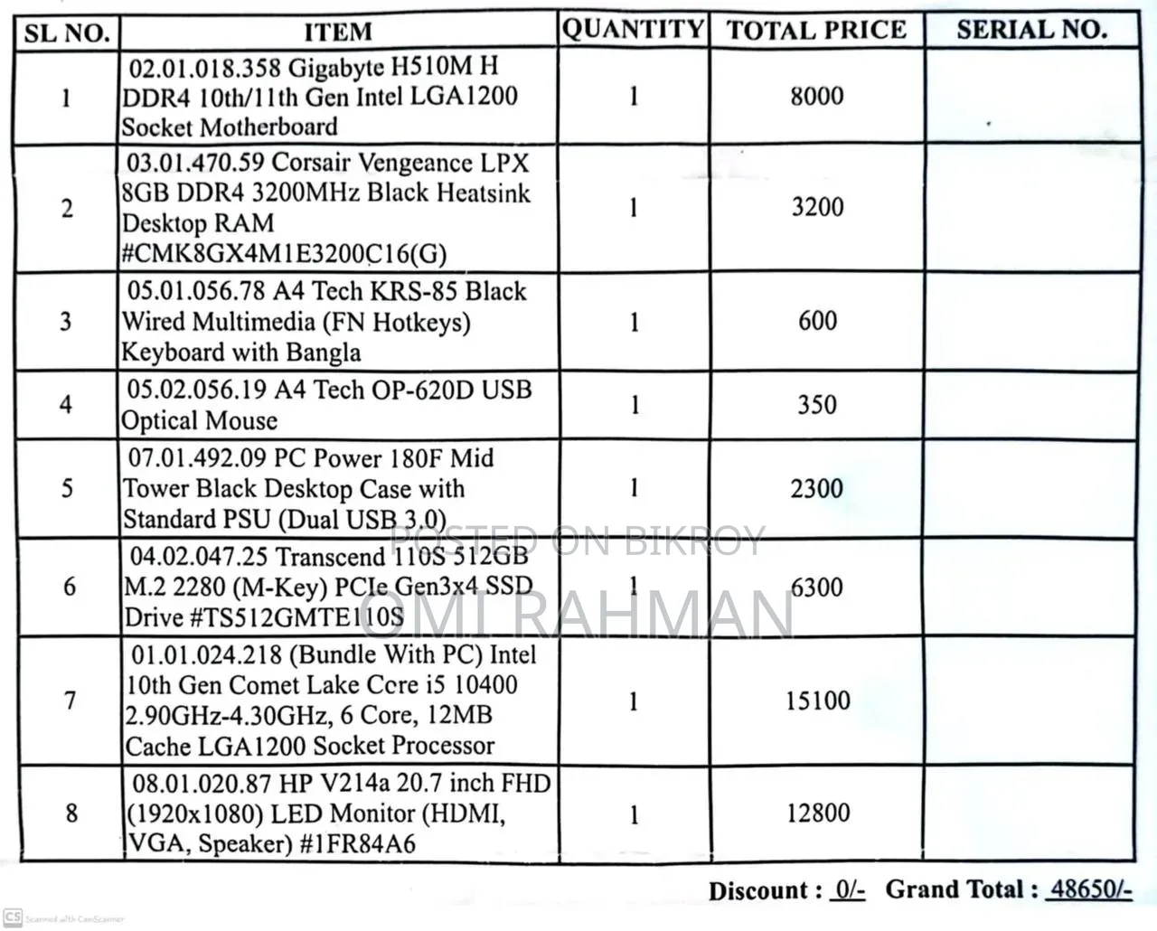 Desktop Computer 8GB Intel Core I5 SSD 512GB