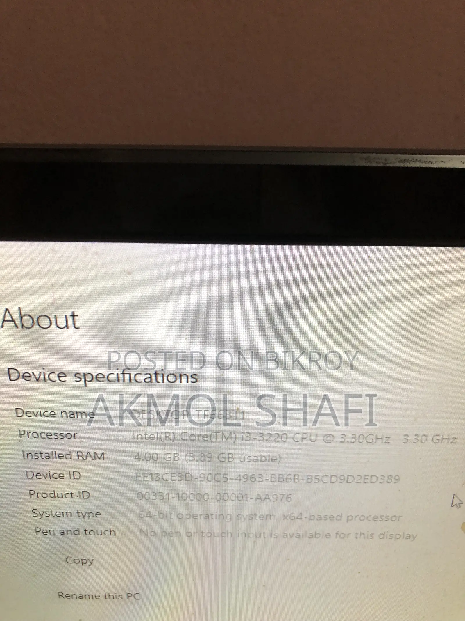 Desktop Computer 4GB Intel Core i3 SSD 128GB