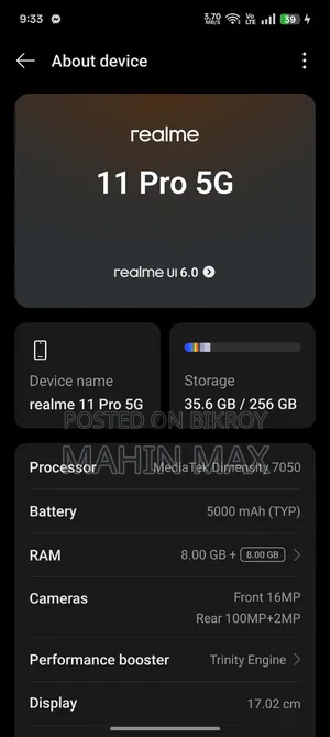 Realme 11 Pro 256 GB Black