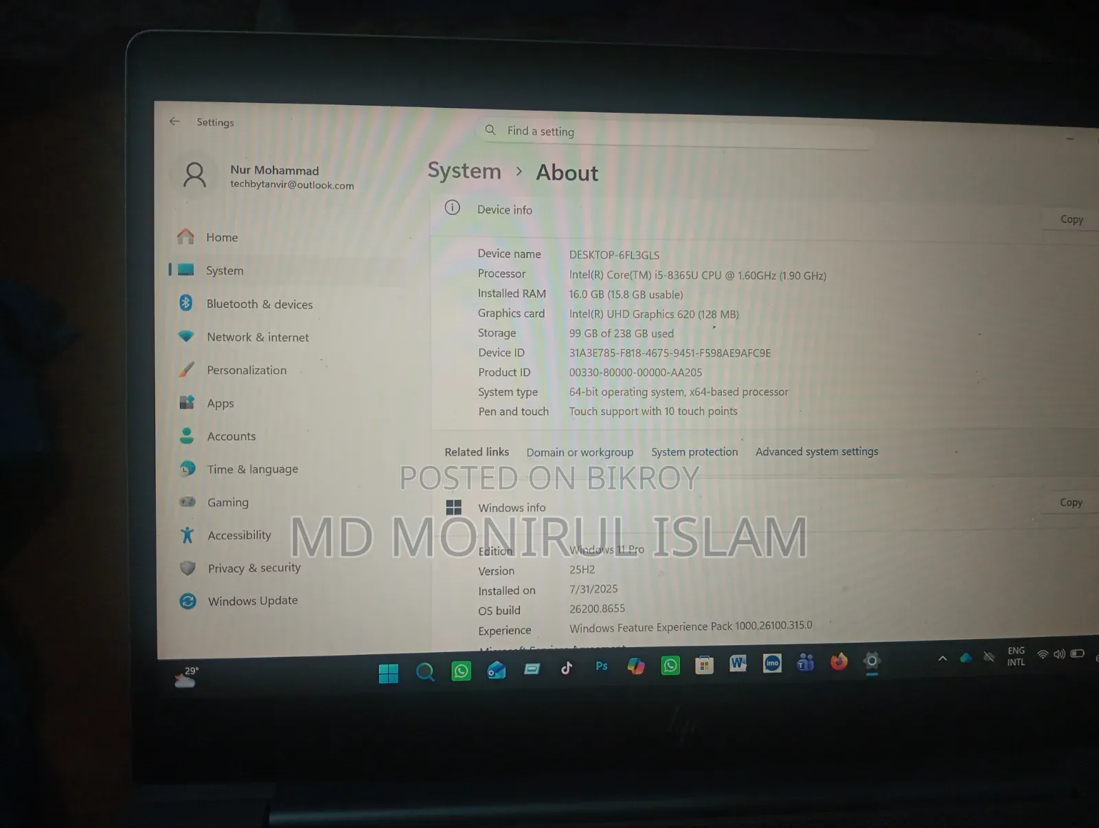 Laptop HP EliteBook 840 G6 16GB Intel Core I5 SSHD+SSD 512GB
