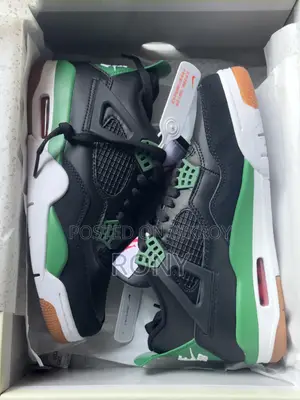 Jordan 4 Style Green & Black Sneakers