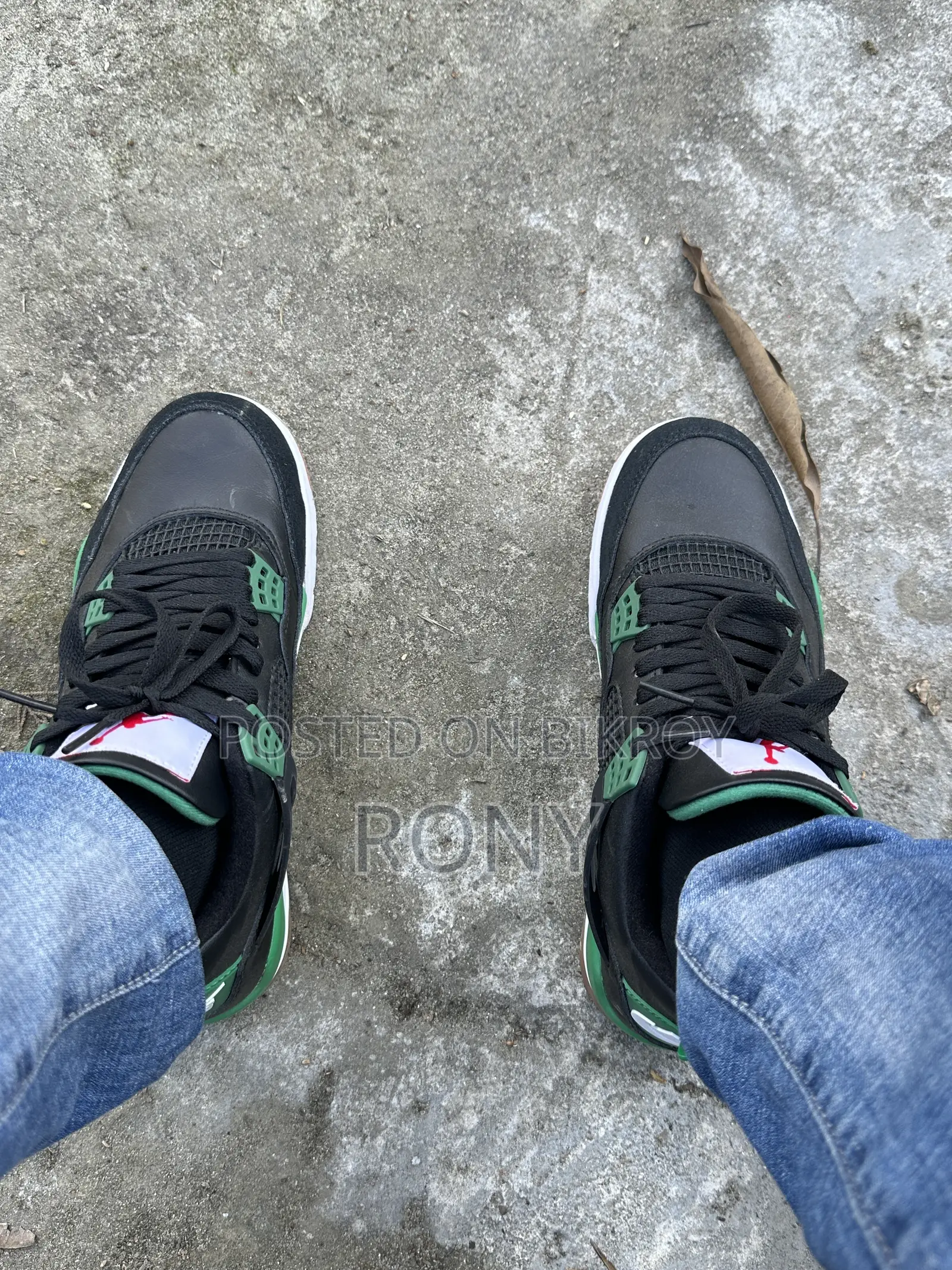 Jordan 4 Style Green & Black Sneakers