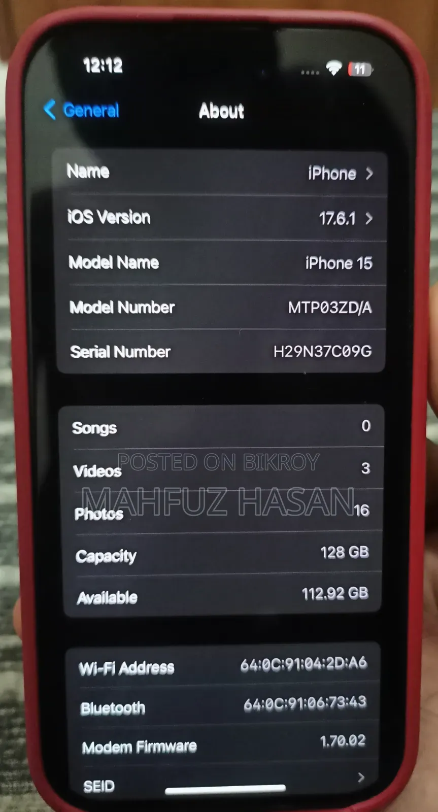 Apple iPhone 15 128 GB Black