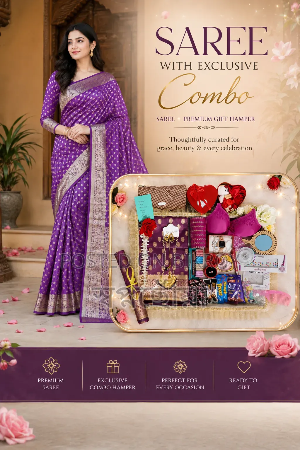 Attractive Saree Gift Combo Set For Loved One
