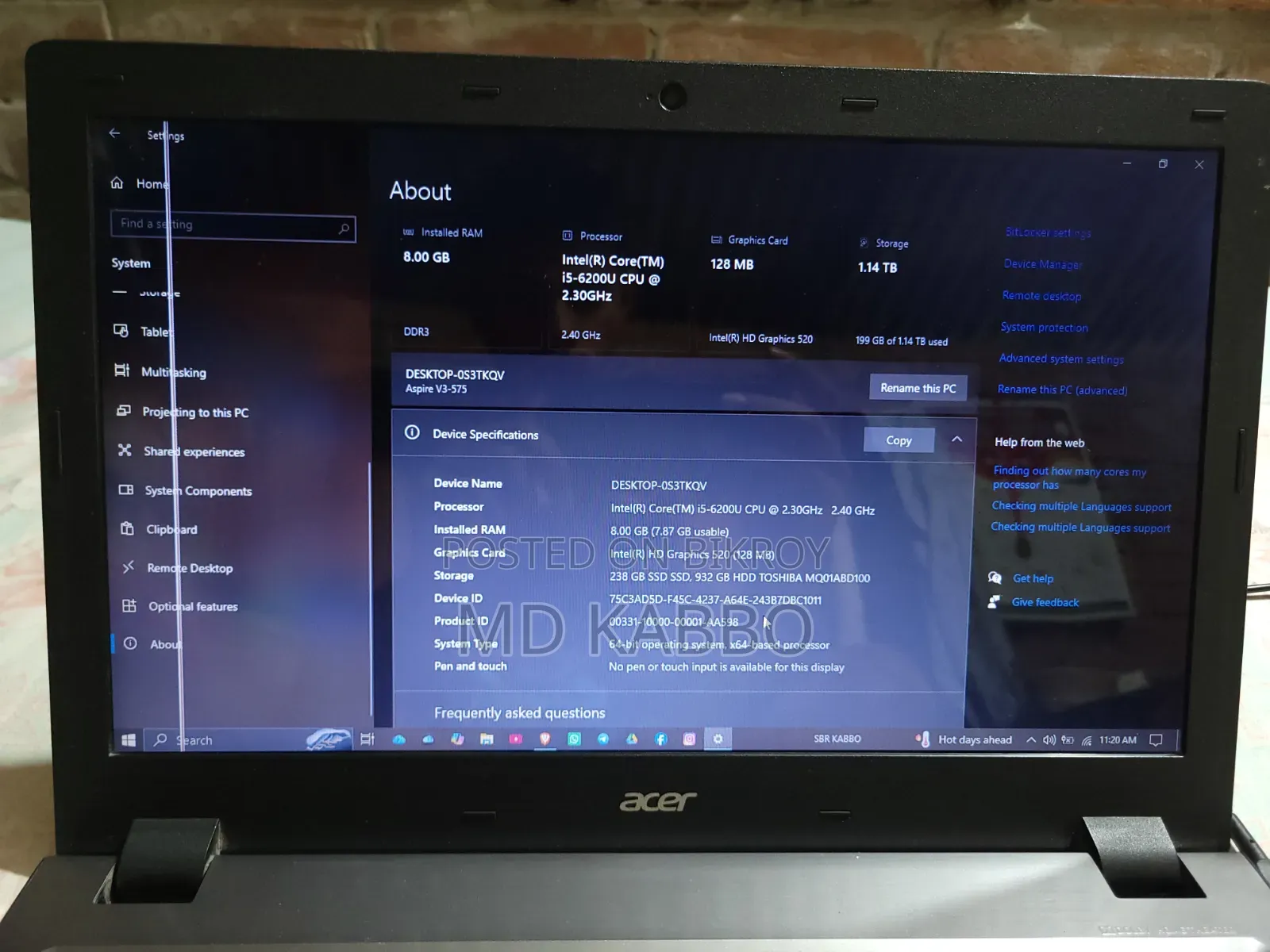 Laptop Acer Aspire V3-575G 8GB Intel Core i5 HDD+SSD 1T