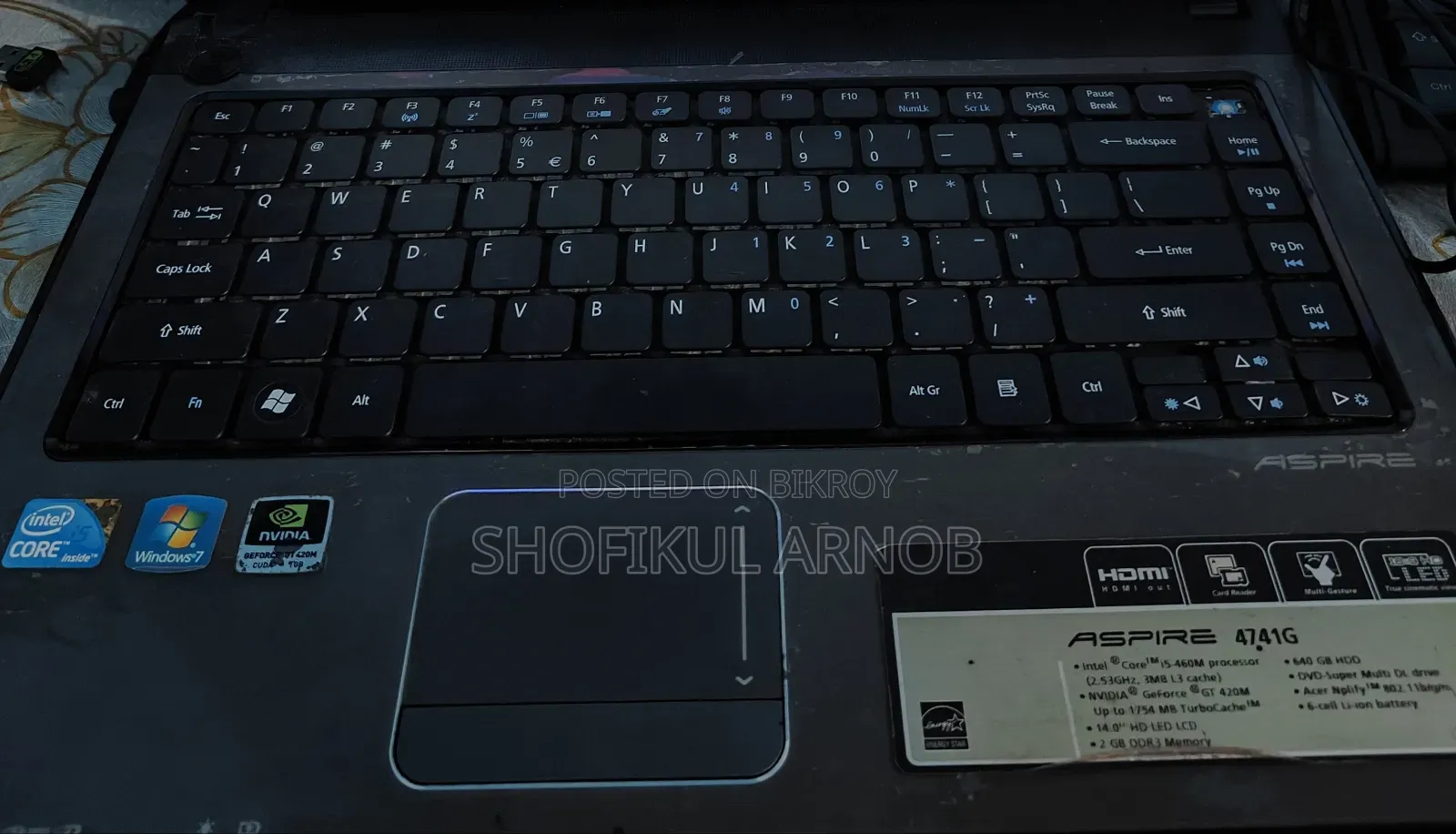 ল্যাপটপ Acer Aspire 4741G 2GB Intel Core i5 HDD 640GB