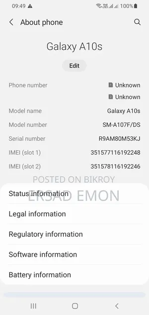 Samsung Galaxy A10s 32 GB Black