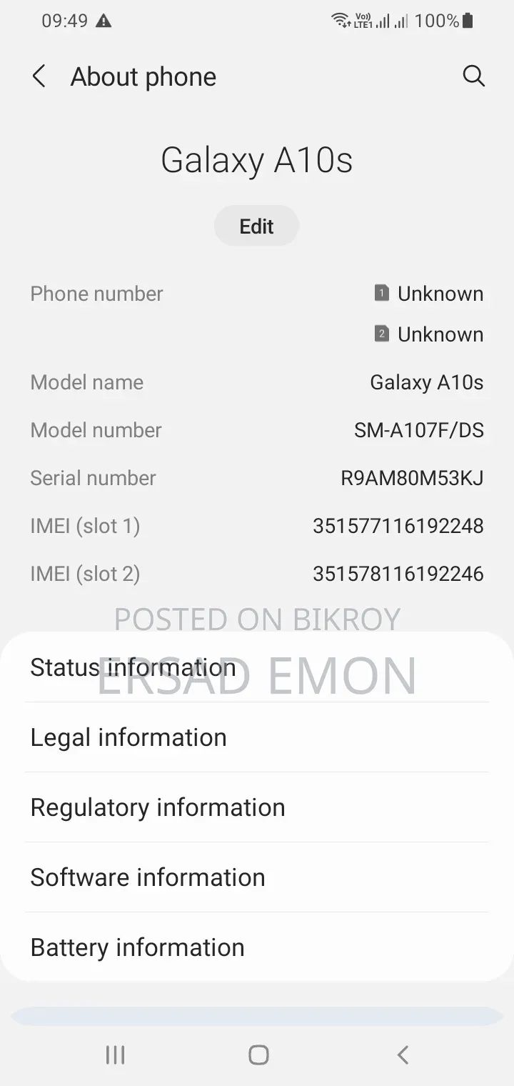 Samsung Galaxy A10s 32 GB Black