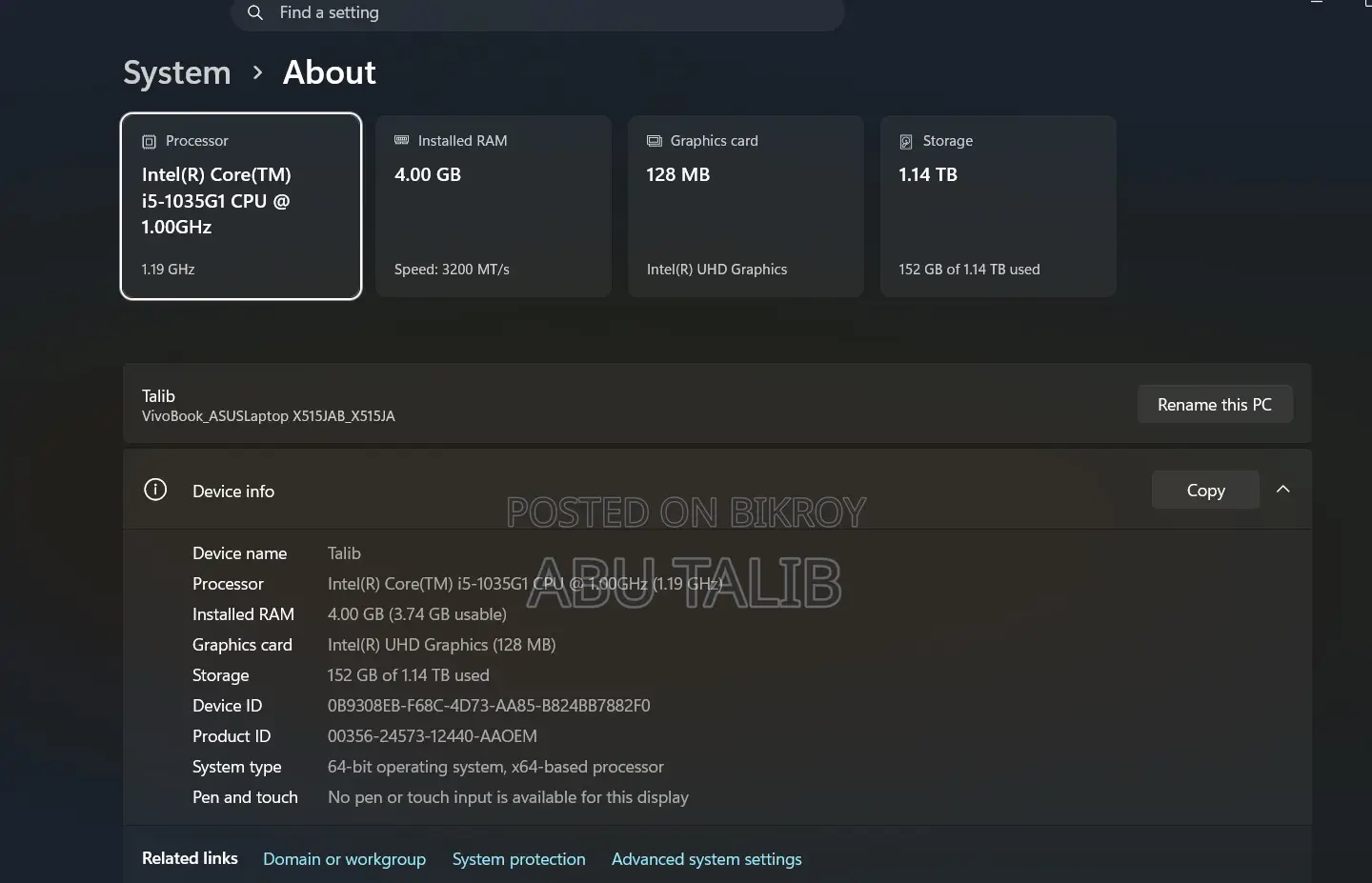 Laptop Asus 4GB Intel Core I5 HDD+SSD 1T