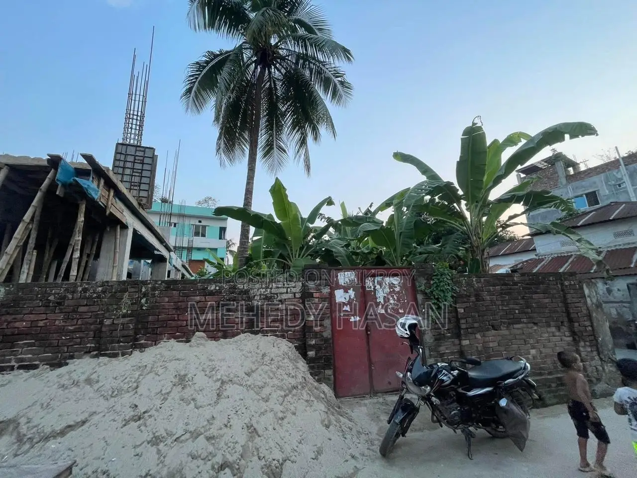 Corner plot for sale in Bogura Shibbati with approved 5-story plan.