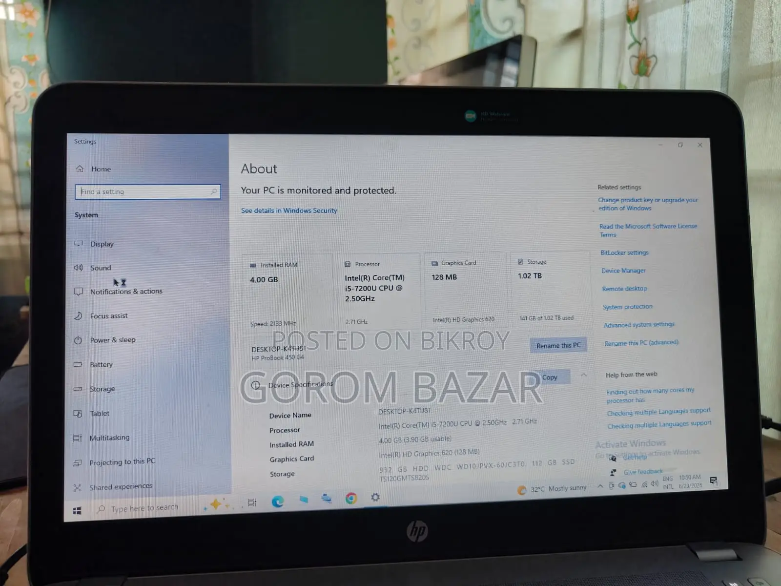 Laptop HP 15s 4GB Intel Core i5 SSD 128GB