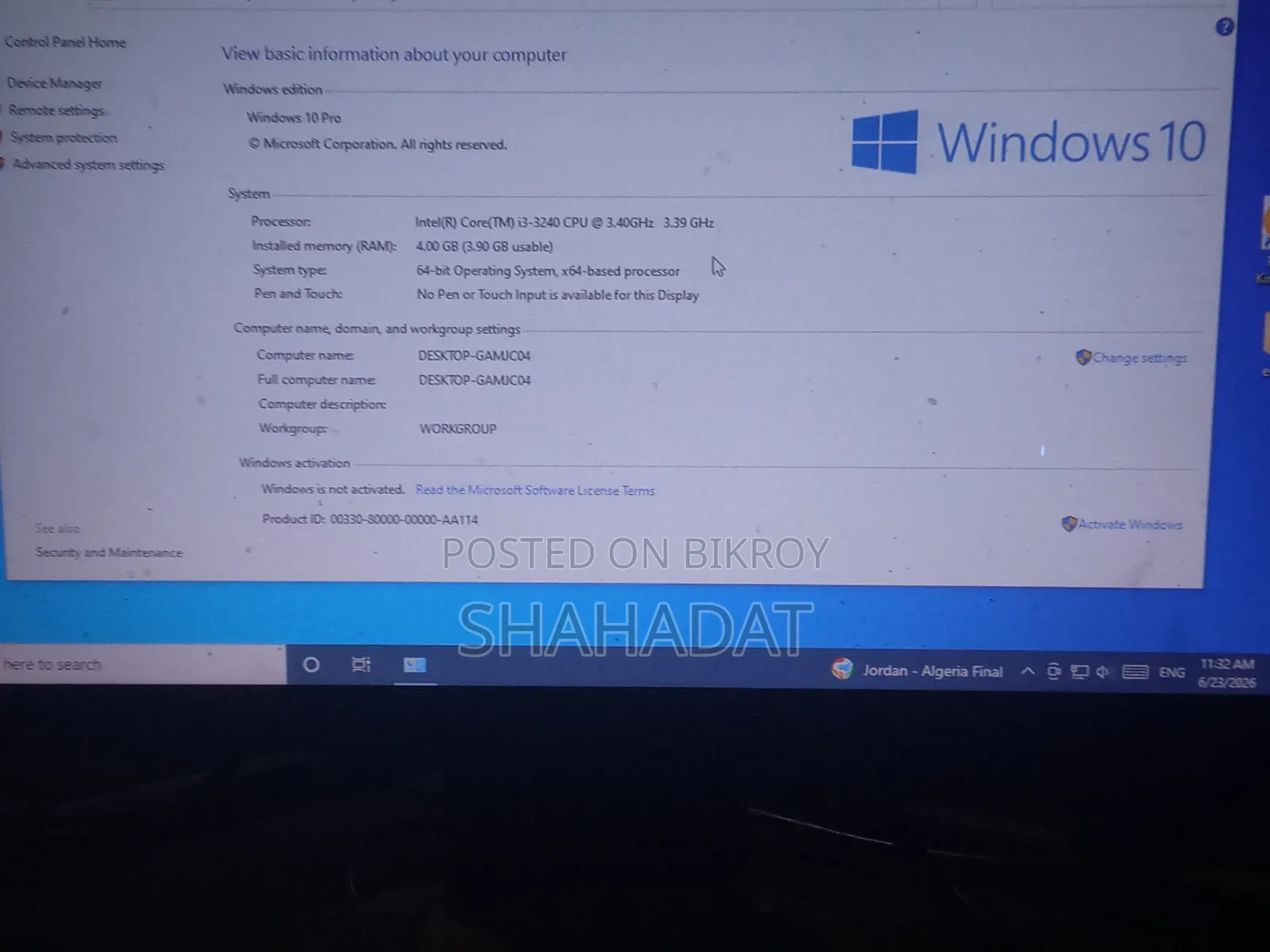 Desktop Computer 4GB Intel Core I3 SSD 500GB