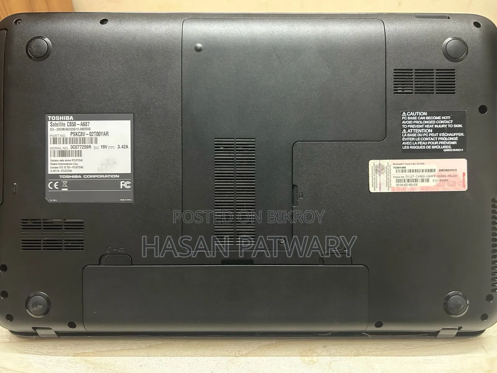 Laptop Toshiba Satellite C850 4GB Intel Core I3 SSD 256GB