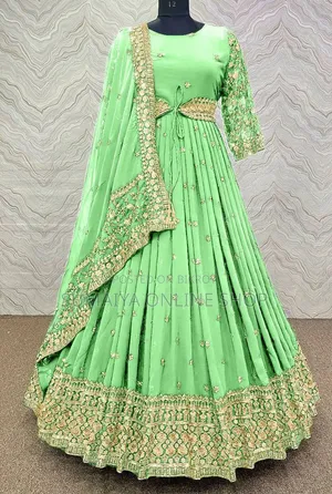 Semi-Stitched Georgette Embroidery Long Floor Touch Anarkali Party Dress