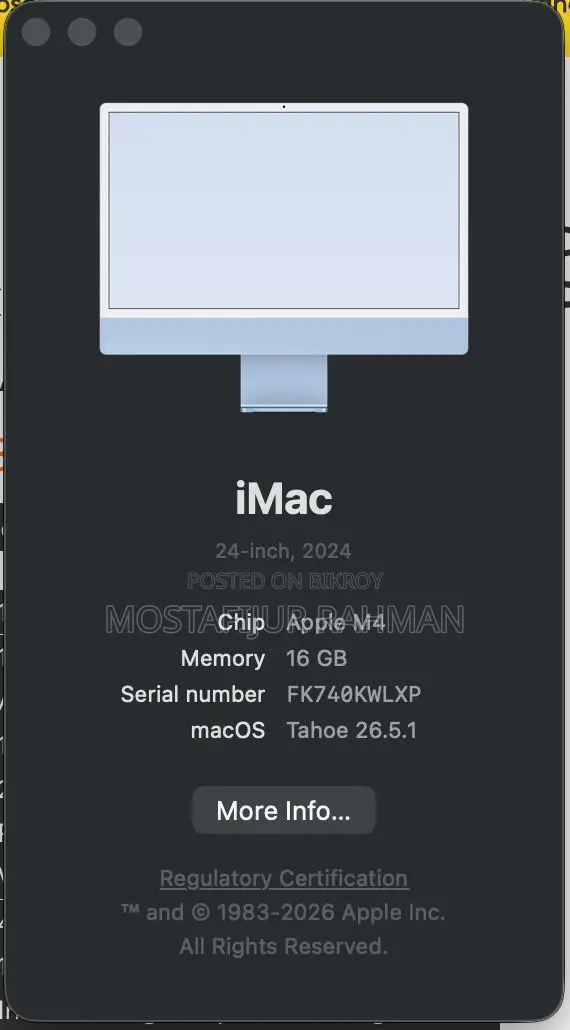 New Desktop Computer Apple iMac M4 16GB Apple M4 SSD 256GB