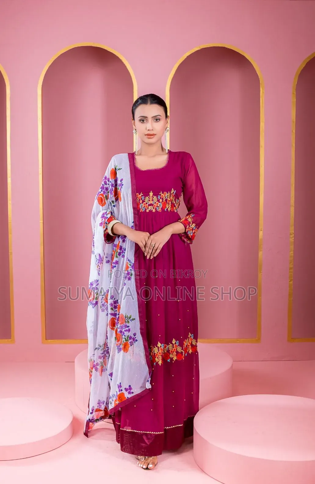 Georgette Embroidery Party Dress