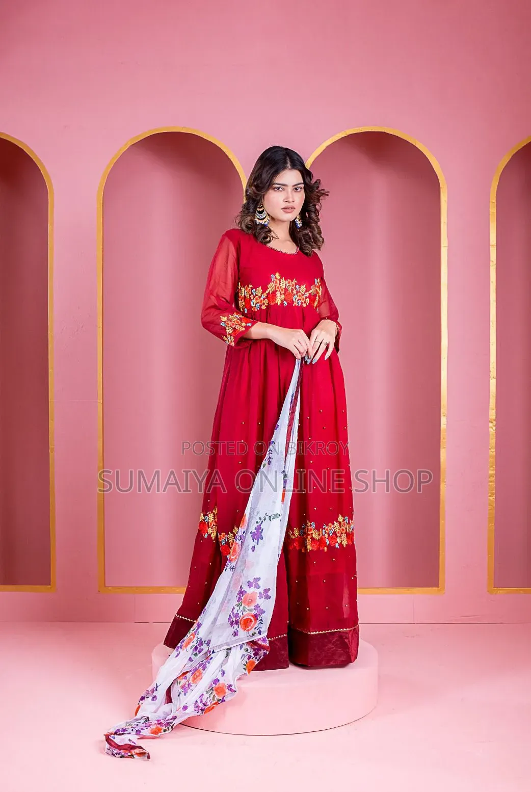 Georgette Embroidery Party Dress