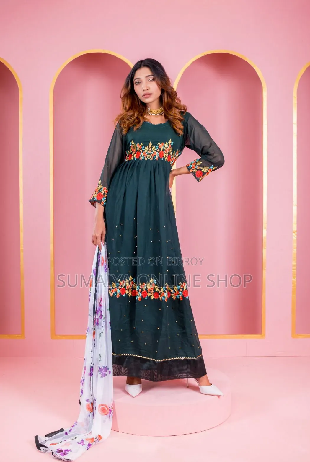Georgette Embroidery Party Dress