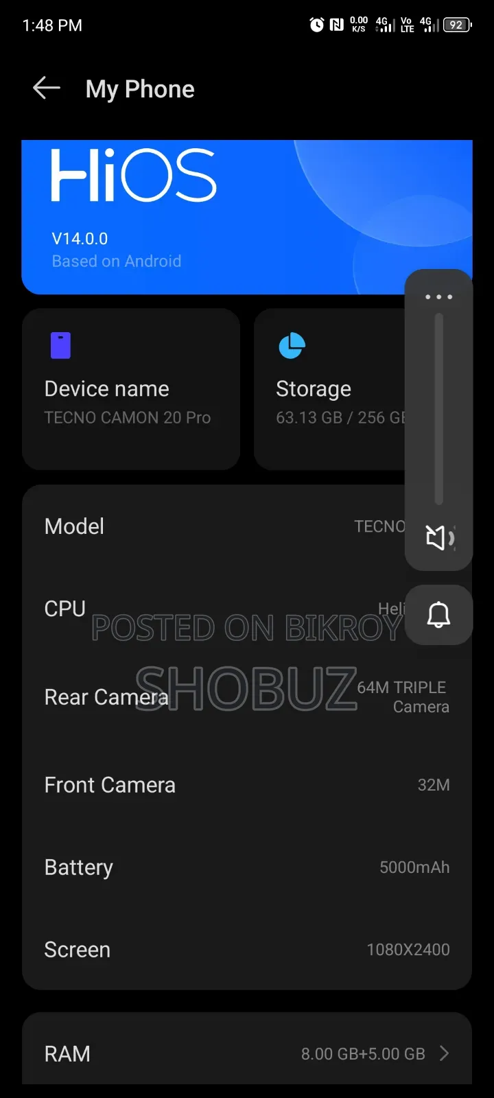 Tecno Camon 20 Pro 256 GB Blue