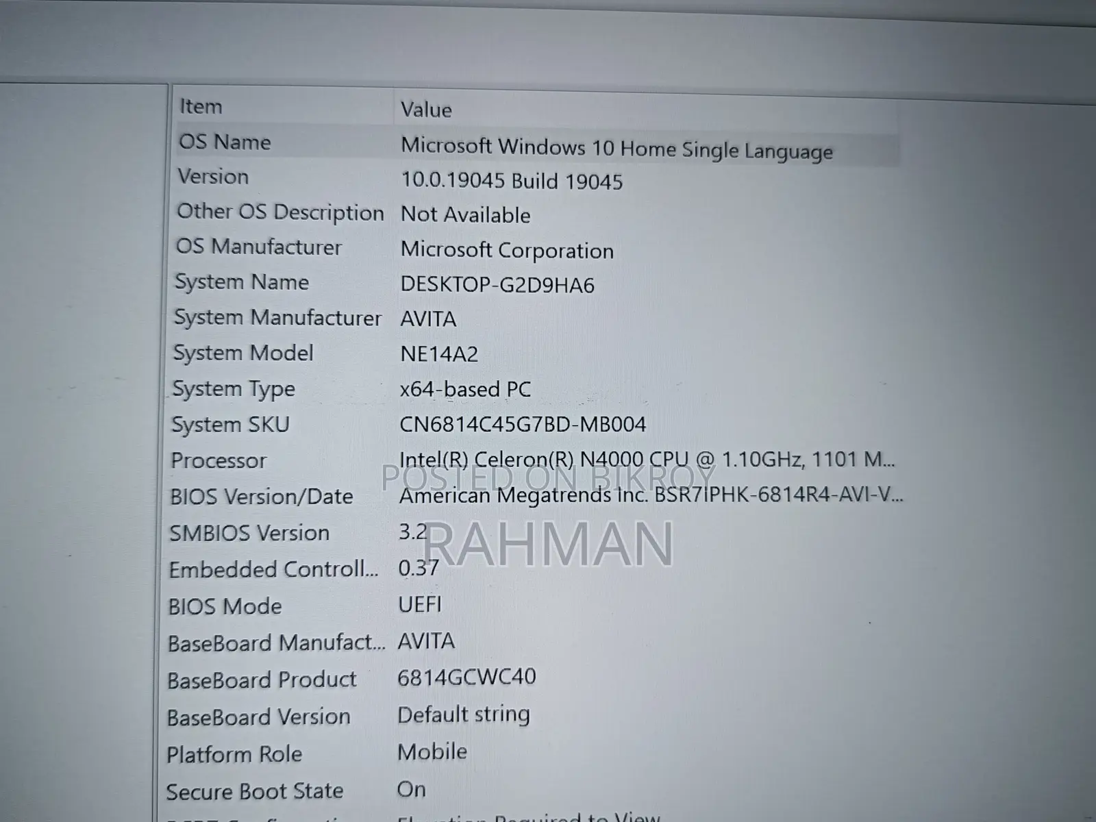 Laptop Avita 4GB Intel Celeron SSD 128GB